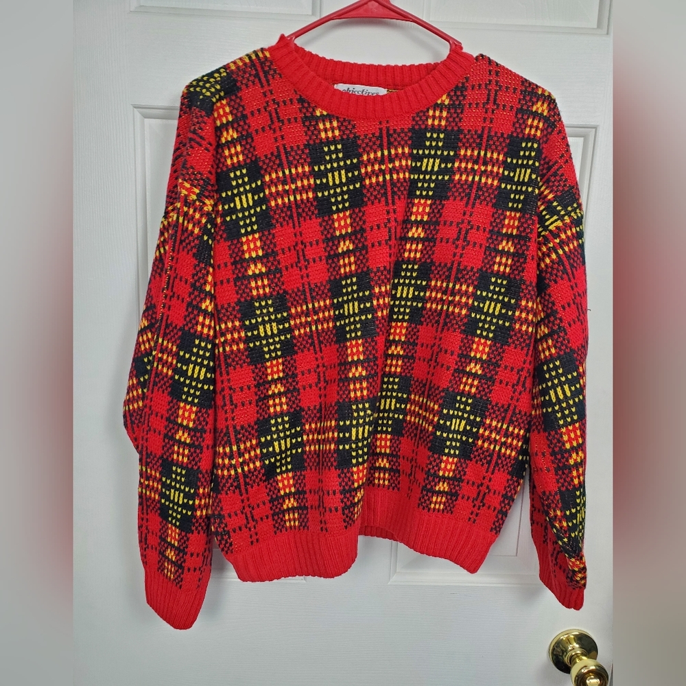 Vintage Objectives Plaid Sweater Size Small